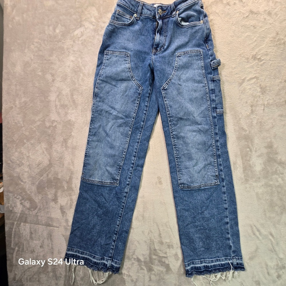 Forever 21 Premium Carpenter Jeans Medium Wash High Rise Straight Leg Size 24